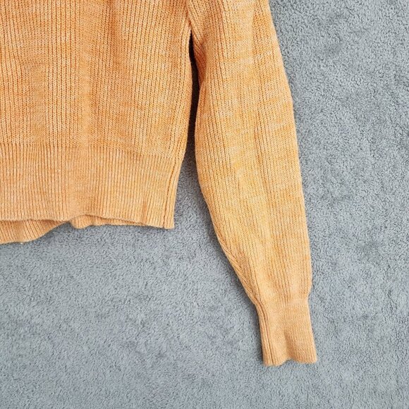 Free People Womens Ribbed Knit Sweater XS Orange Mock neck Pullover 28CT - Picture 7 of 8